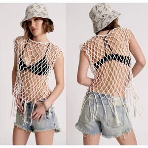 One Teaspoon Hand Knotted‎ Castaway Top - Natural size XS/S New